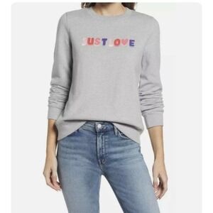 Halogen Heather Grey Just Love Graphic Sweatshirt Valentine's Small NWT